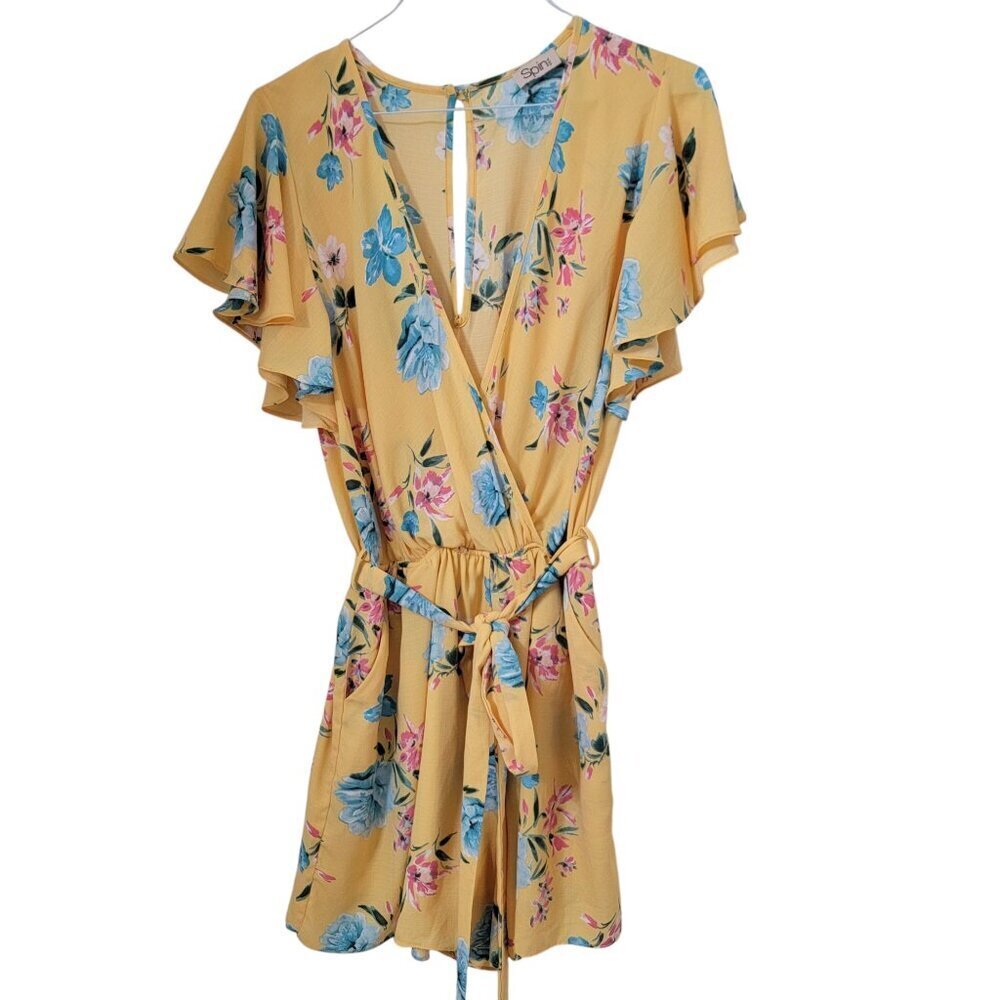 Spin USA Size 1XL Yellow Blue Pink Floral Romper.  Gently Used Condition.